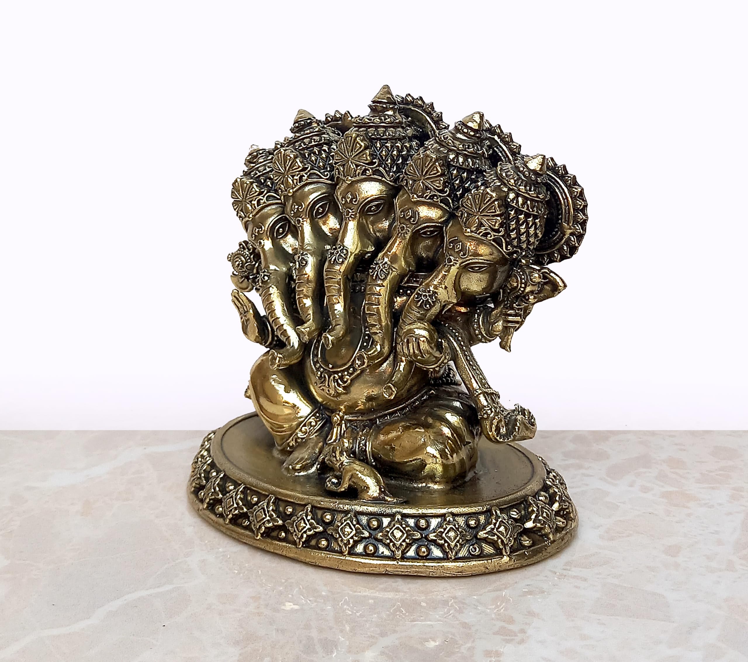 Dattatreya Fine Brass Panchmukhi Ganesha Idol Staue Murti For Home Decor Ofice, Height : 4 Inch